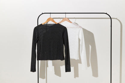 Classic sheer lace tops / Black