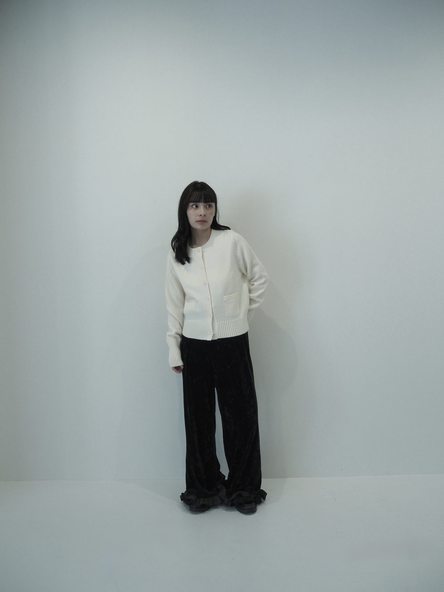 knit pocket cardigan / milk