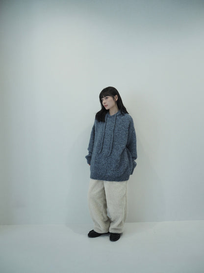 Fluffy Knit Hoodie / hazy blue