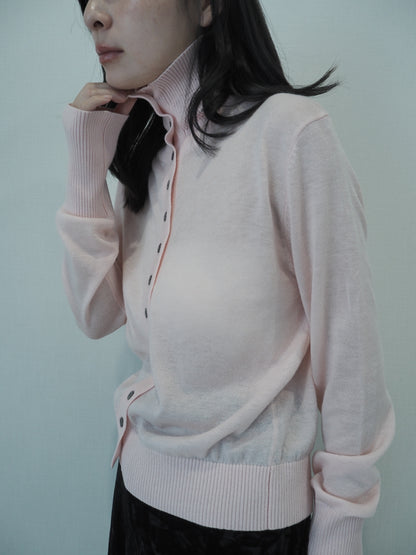 2way high neck cardigan / sour pink
