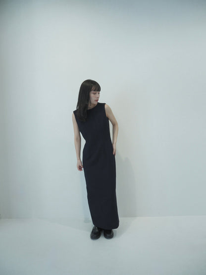 Tweed long dress / navy