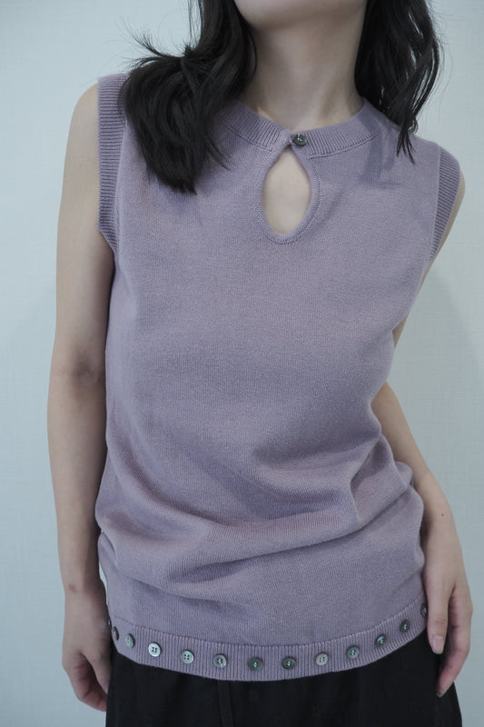 Hem button knit top / Wisteria