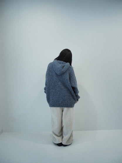 Fluffy Knit Hoodie / hazy blue