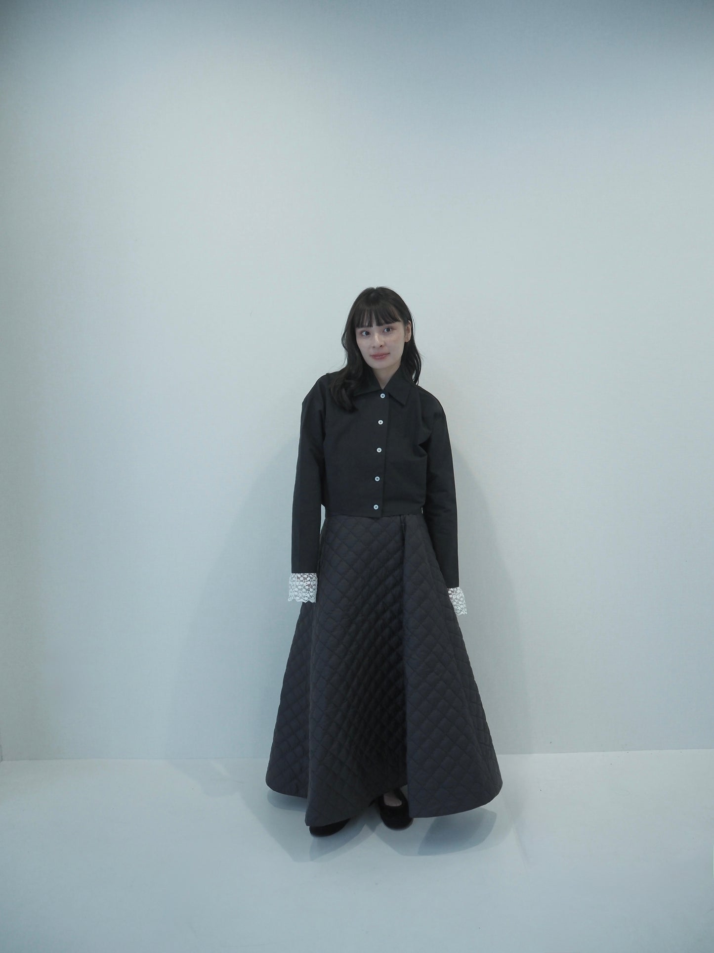 Volume long skirt / black