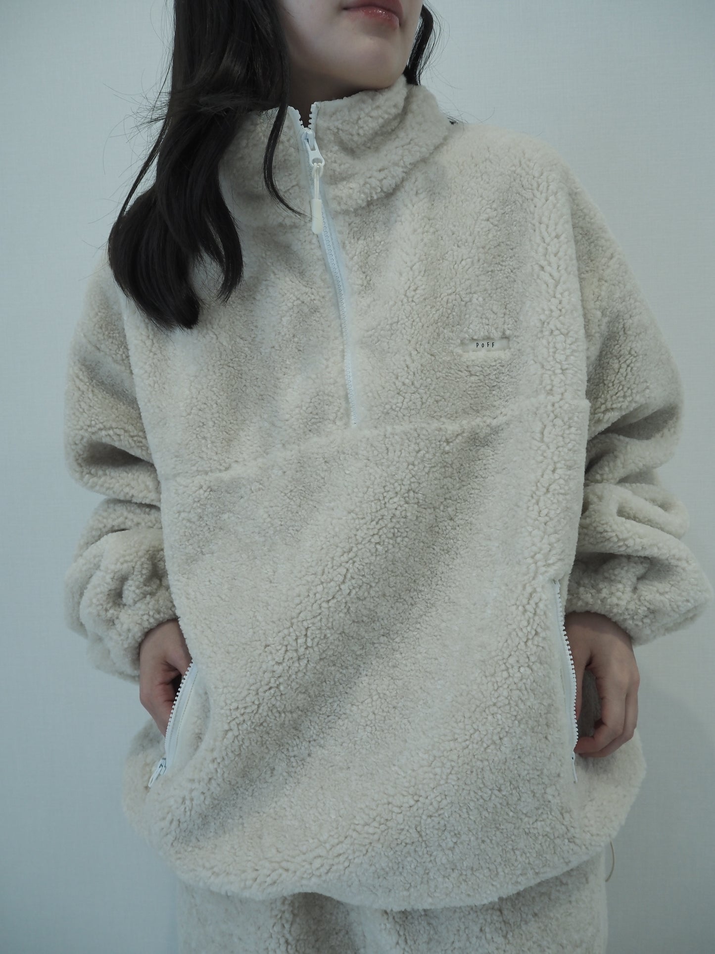 Half-zip boa pullover / teddy