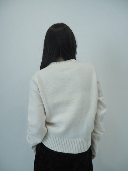 knit pocket cardigan / milk
