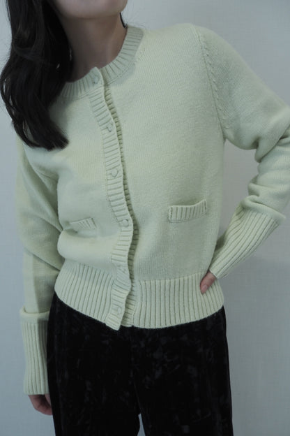 knit pocket cardigan / lime