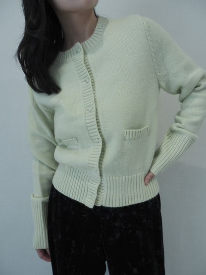 knit pocket cardigan / lime