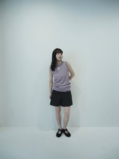 Hem button knit top / Wisteria