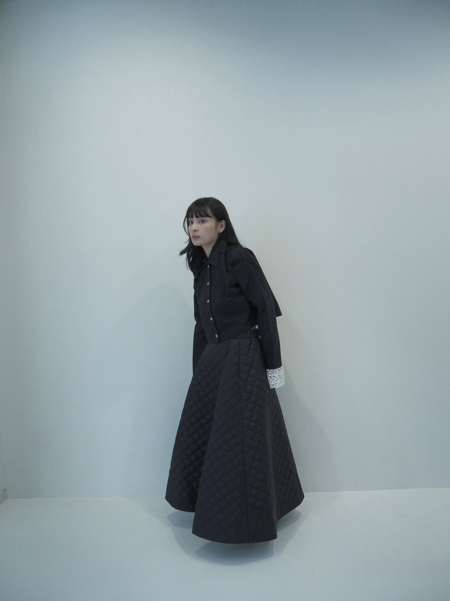 Volume long skirt / black