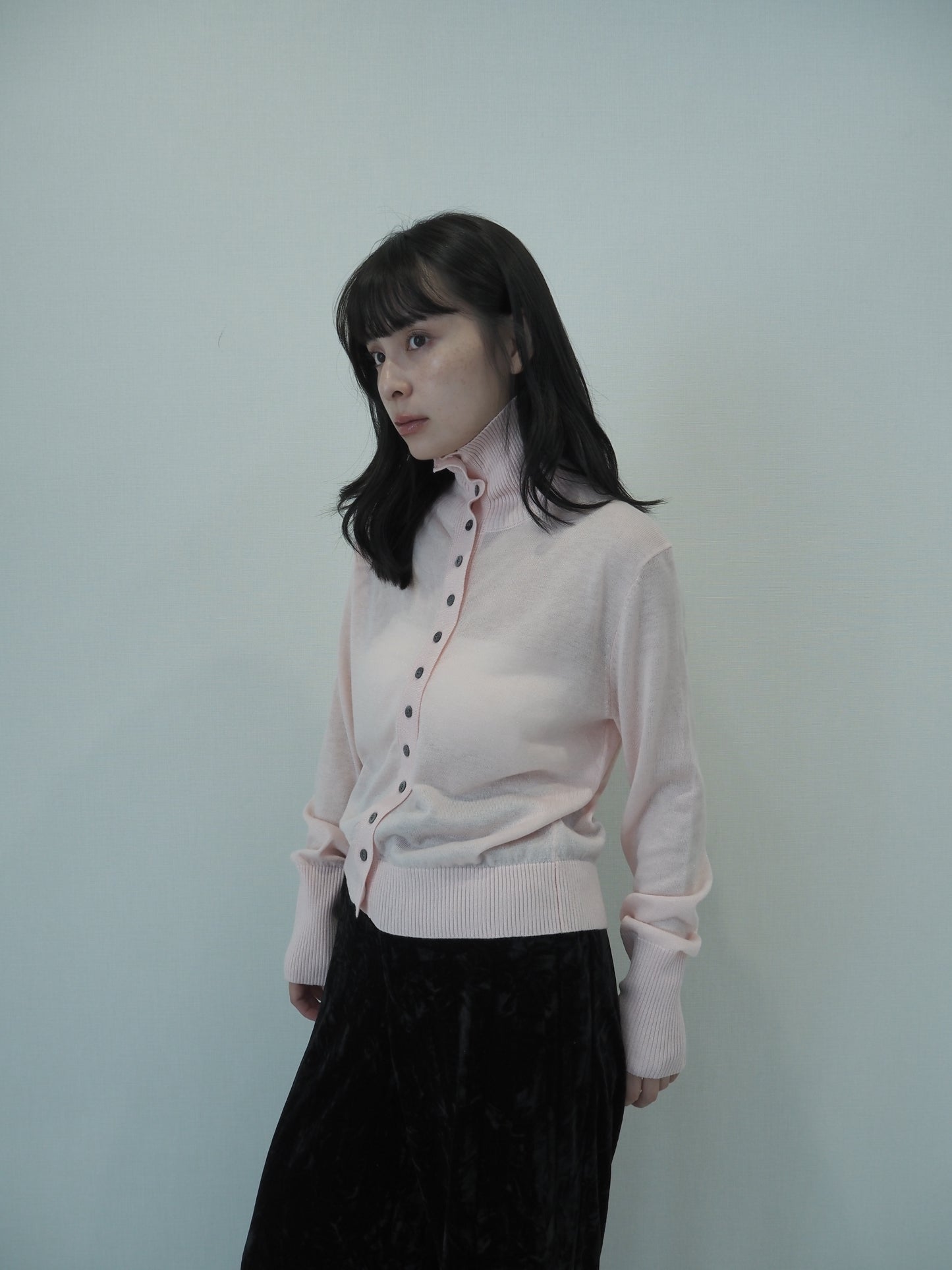 2way high neck cardigan / sour pink