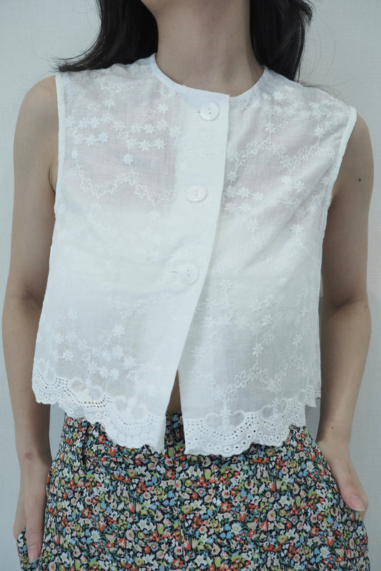 Scallop lace tops / White