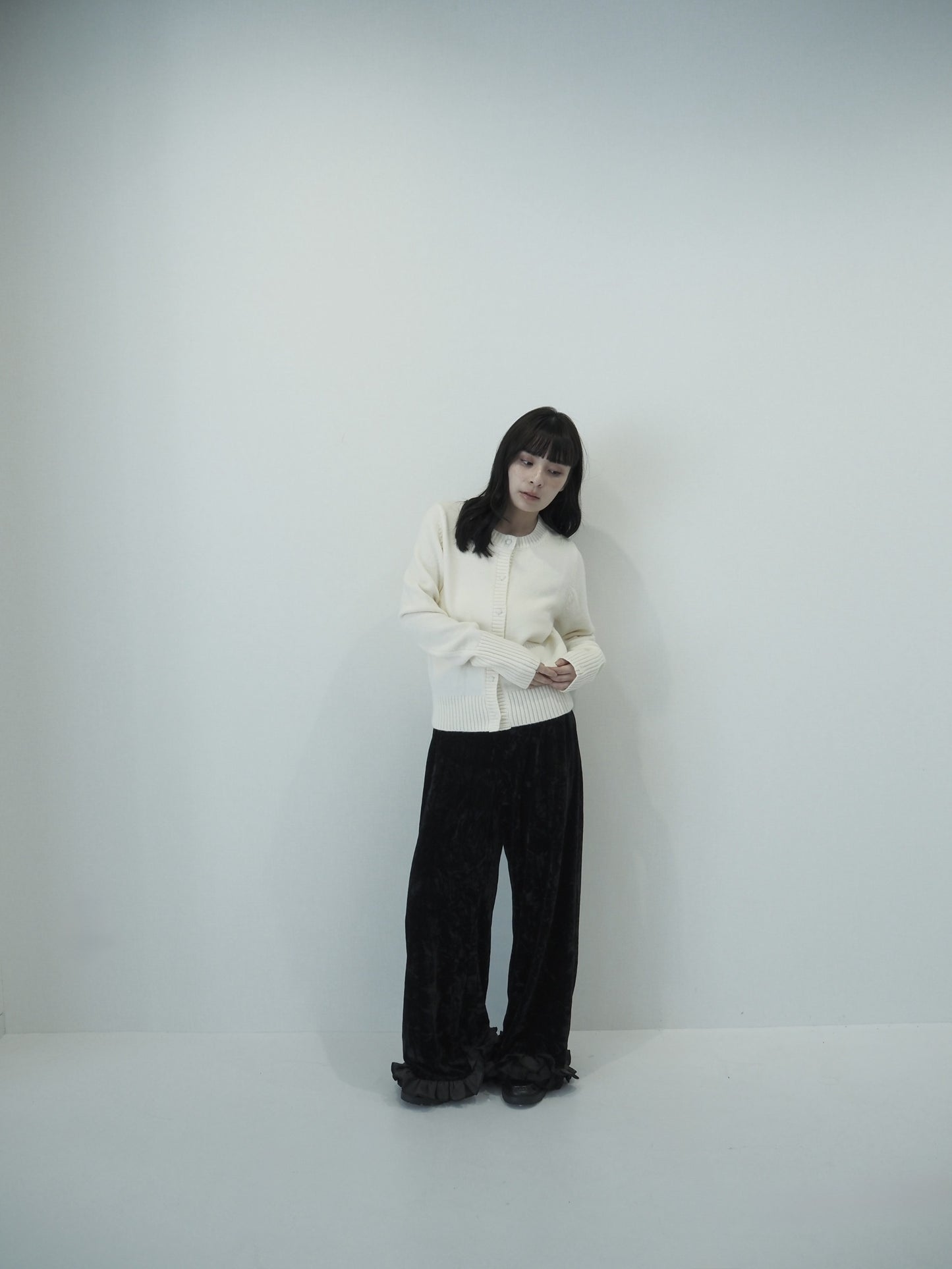 knit pocket cardigan / milk