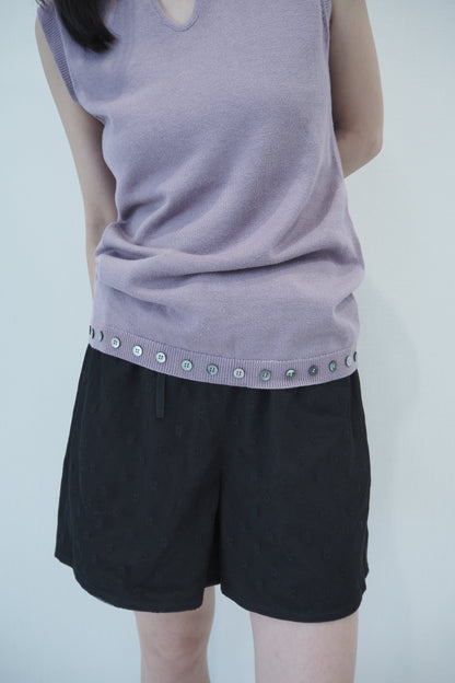 Hem button knit top / Wisteria