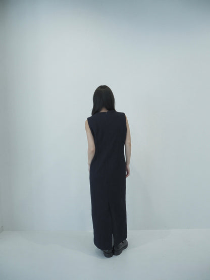 Tweed long dress / navy