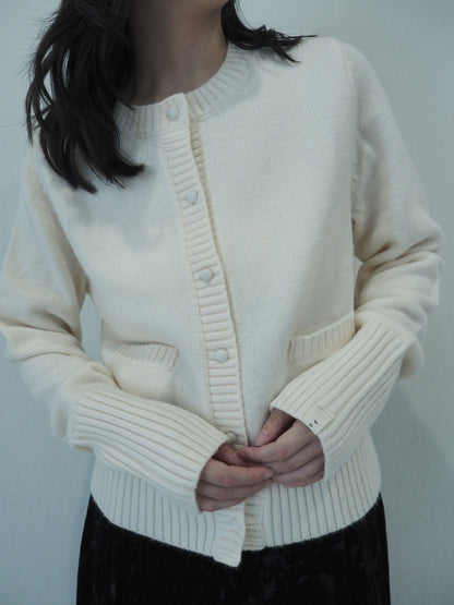knit pocket cardigan / milk