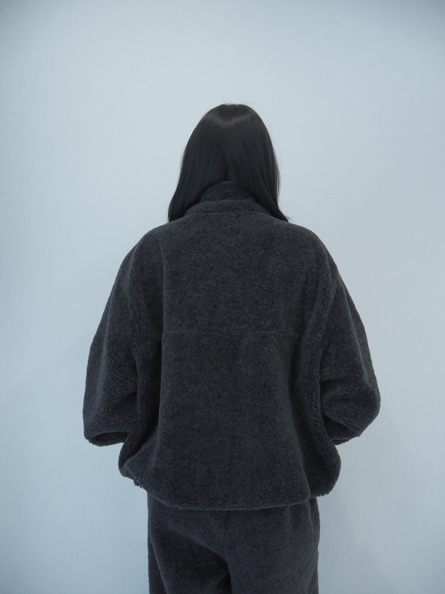 Half-zip boa pullover / dull gray