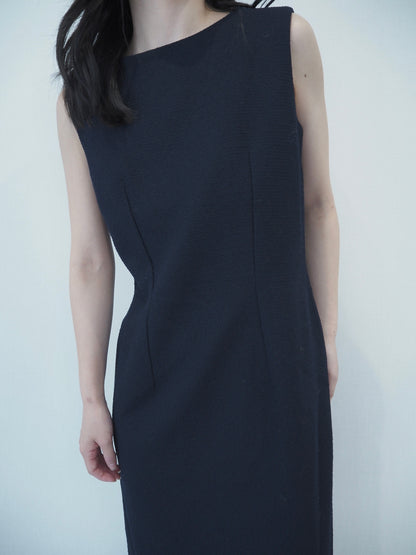 Tweed long dress / navy