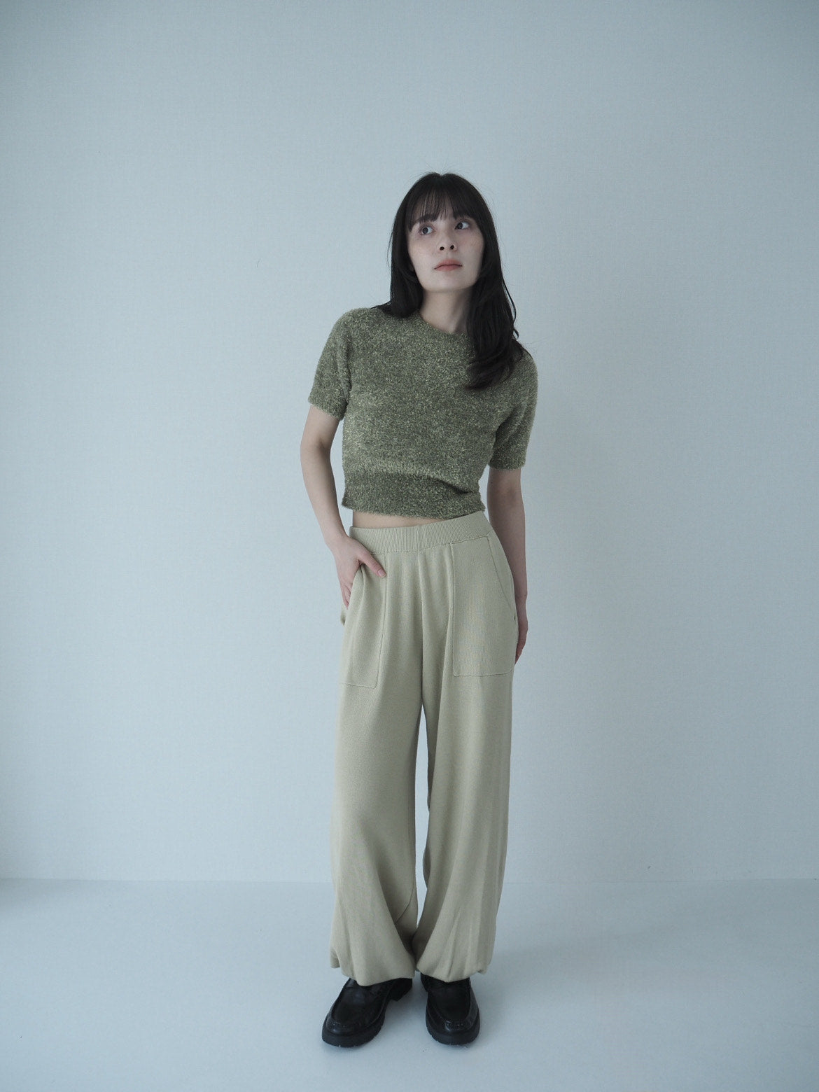 Multi glitter short knit / Fir Tree