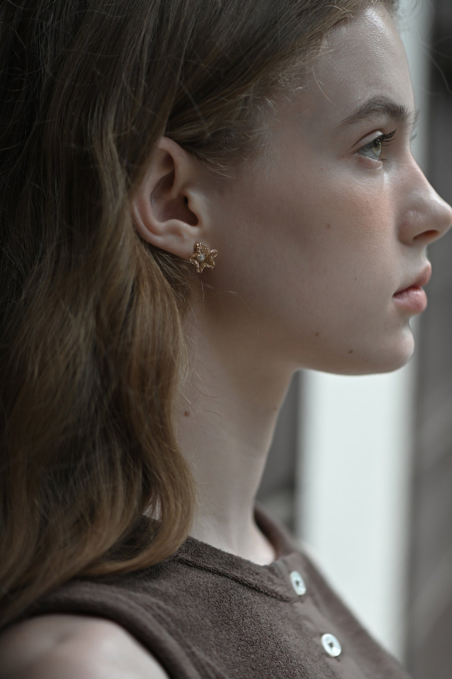 Star Flower Earrings / gold