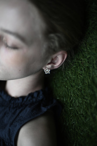 Star Flower Earrings / silver