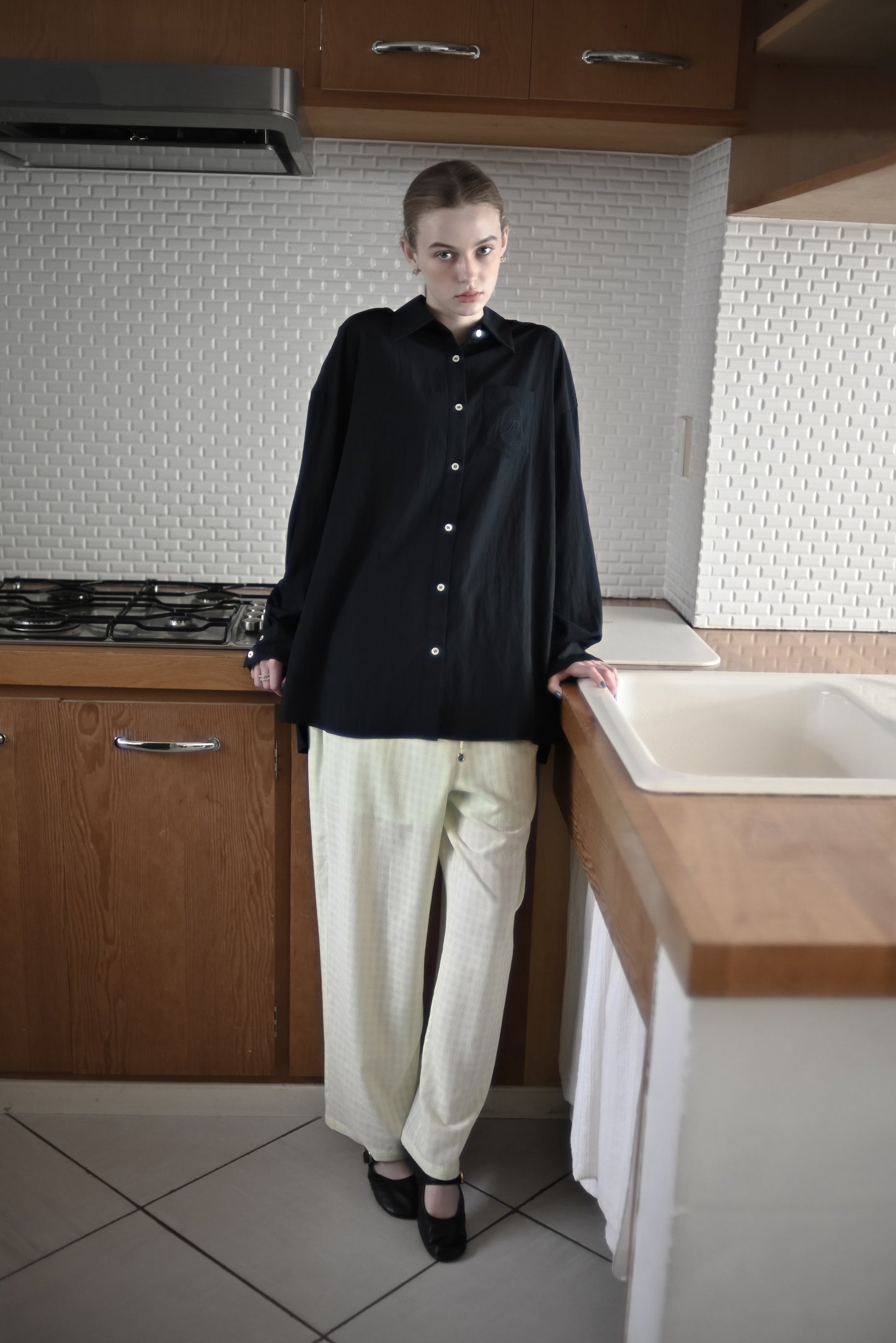 "P" Embroidery shirt/midnight