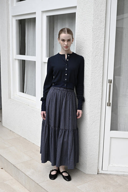 Eyelet cut cardigan / navy