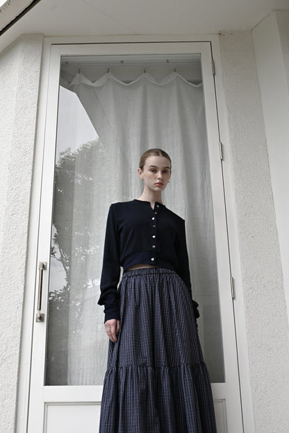 Eyelet cut cardigan / navy