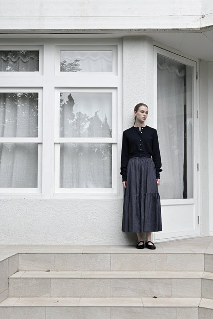 Eyelet cut cardigan / navy