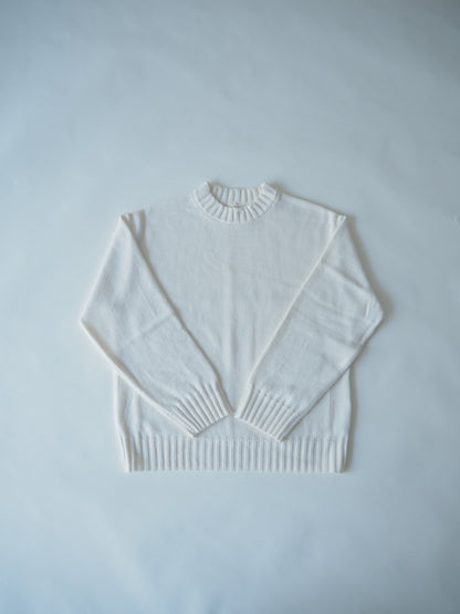 Back broad stitch sweater / White