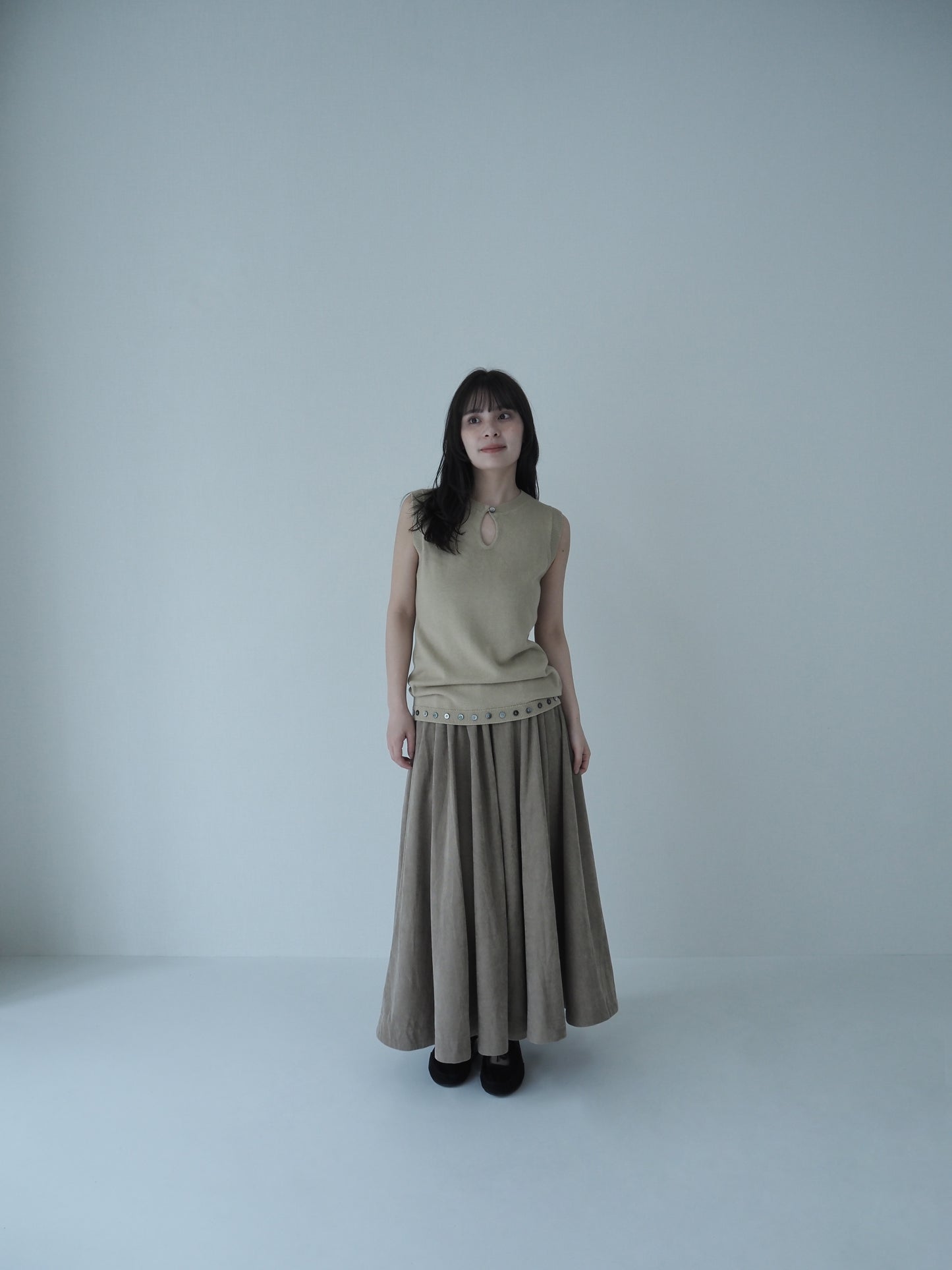 Corduroy flare skirt  /camel