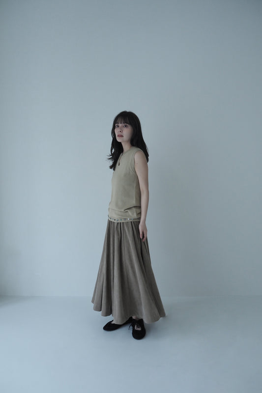 Corduroy flare skirt  /camel