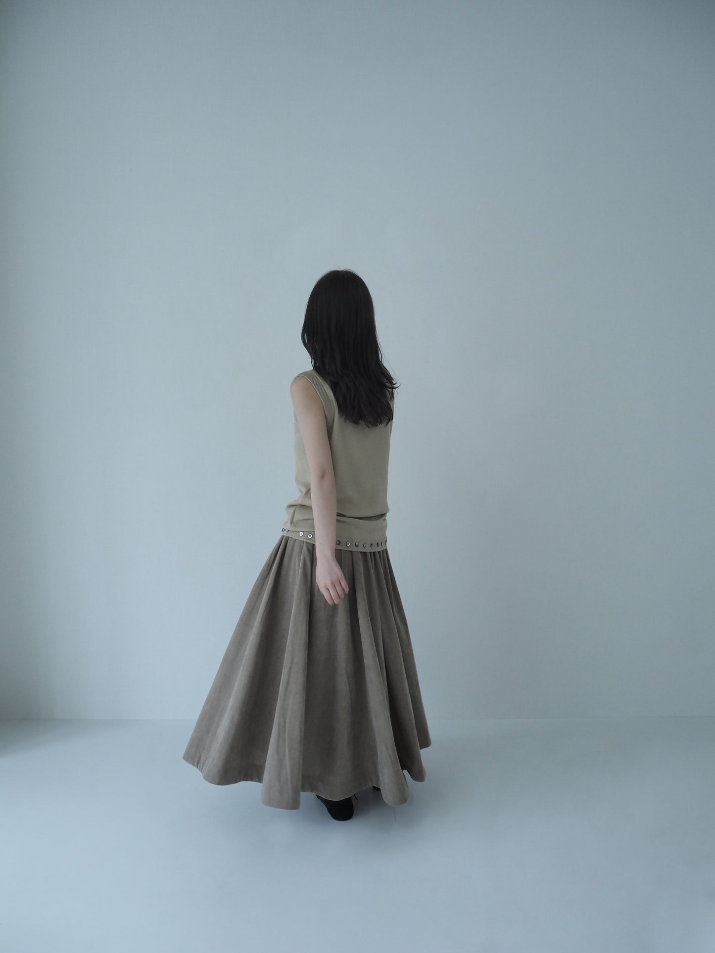 Corduroy flare skirt  /camel