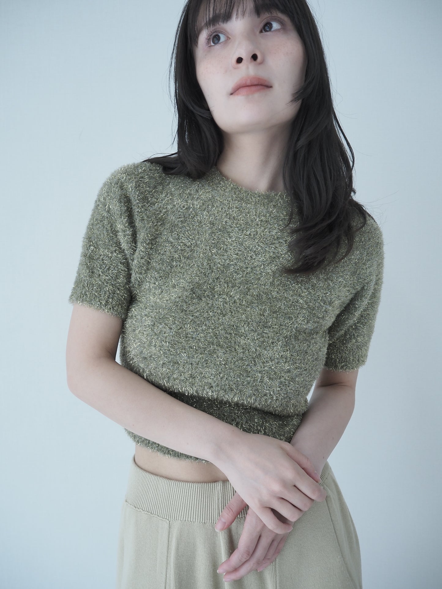Multi glitter short knit / Fir Tree