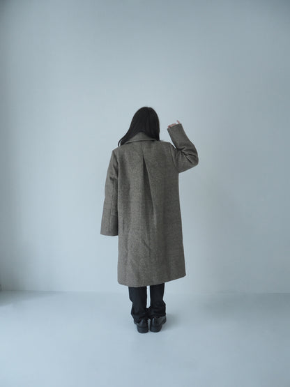 Mix wool soutien collar coat / nougat