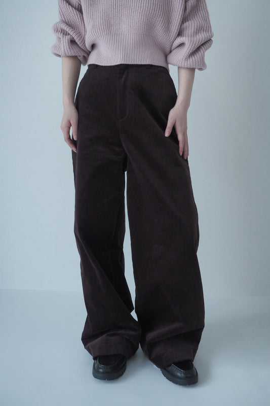 corduroy wide pants / plum brown