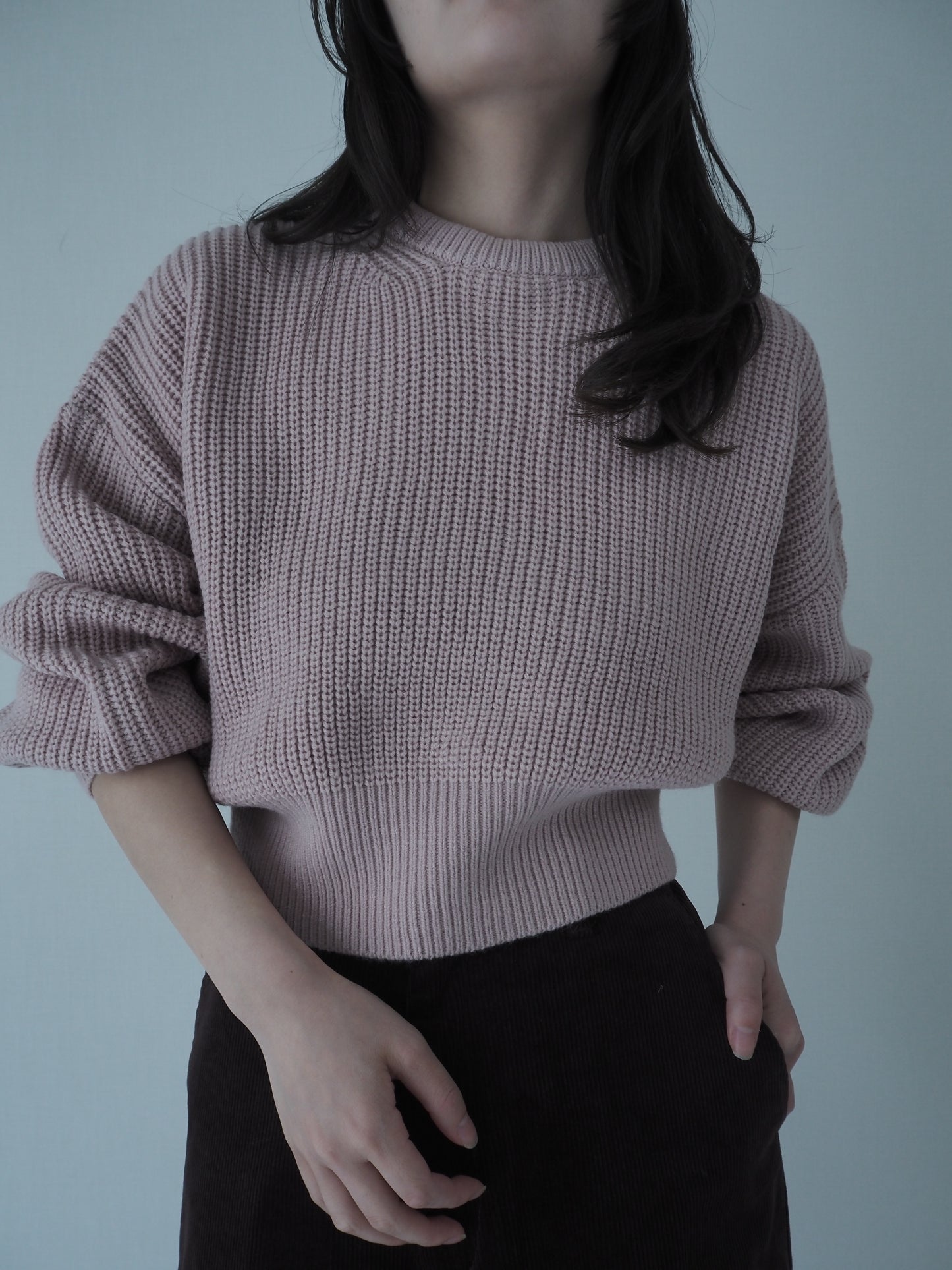 Low gauge knit pullover / pink
