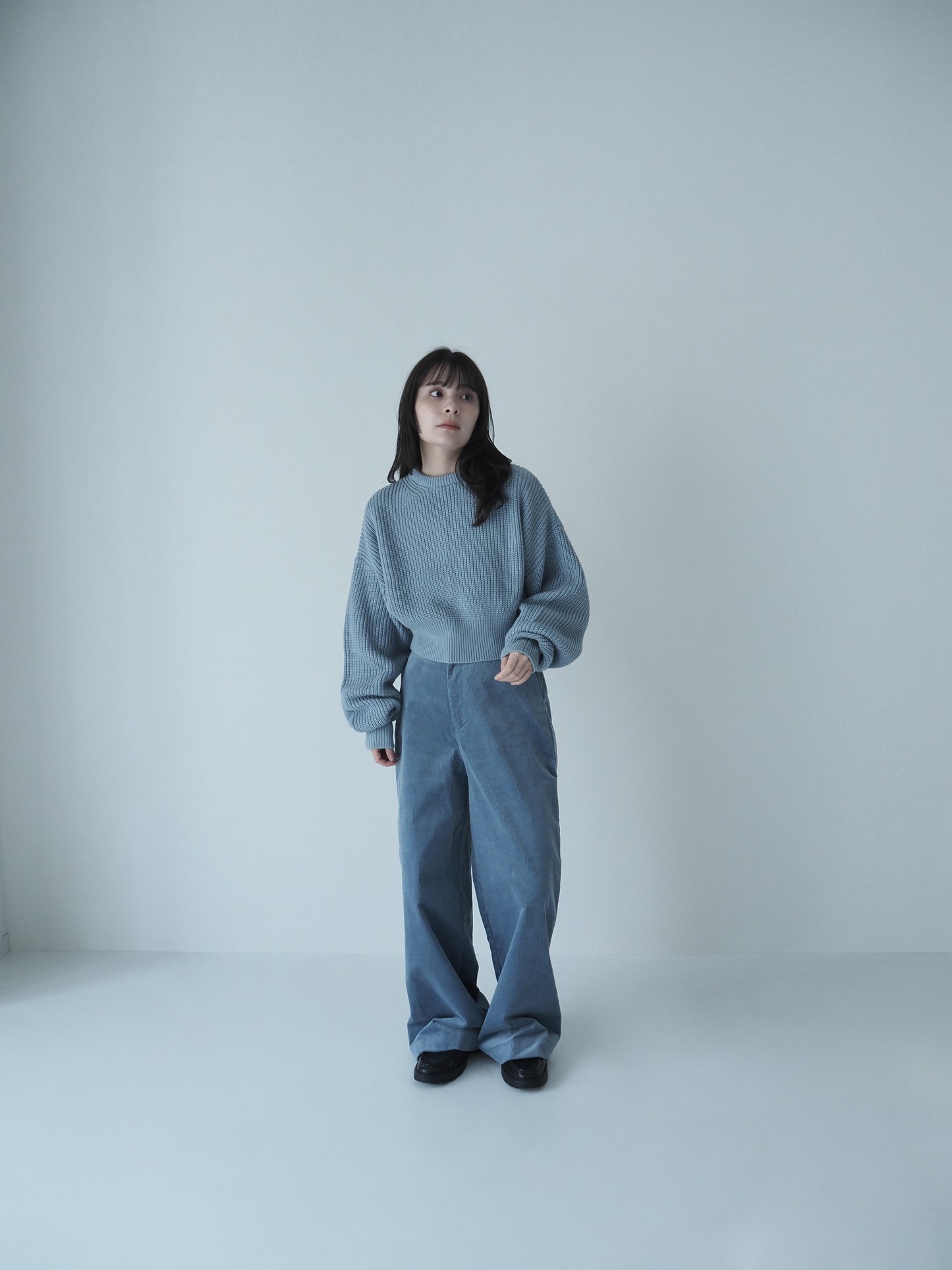 corduroy wide pants / sax