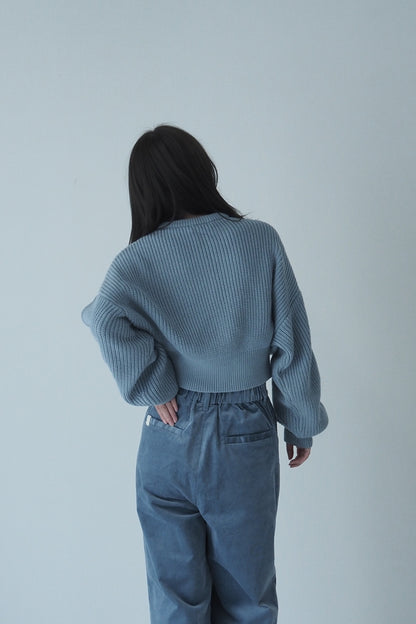 Low gauge knit pullover / blue