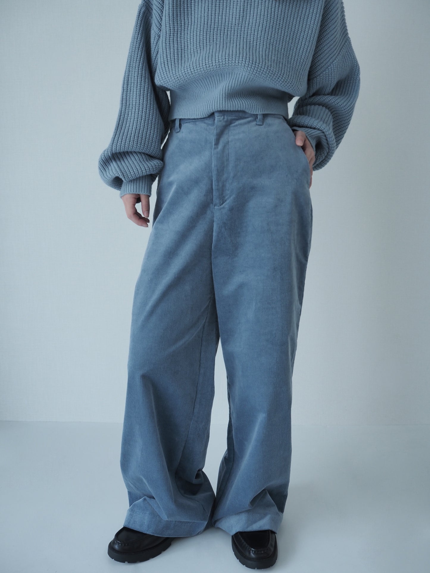 corduroy wide pants / sax