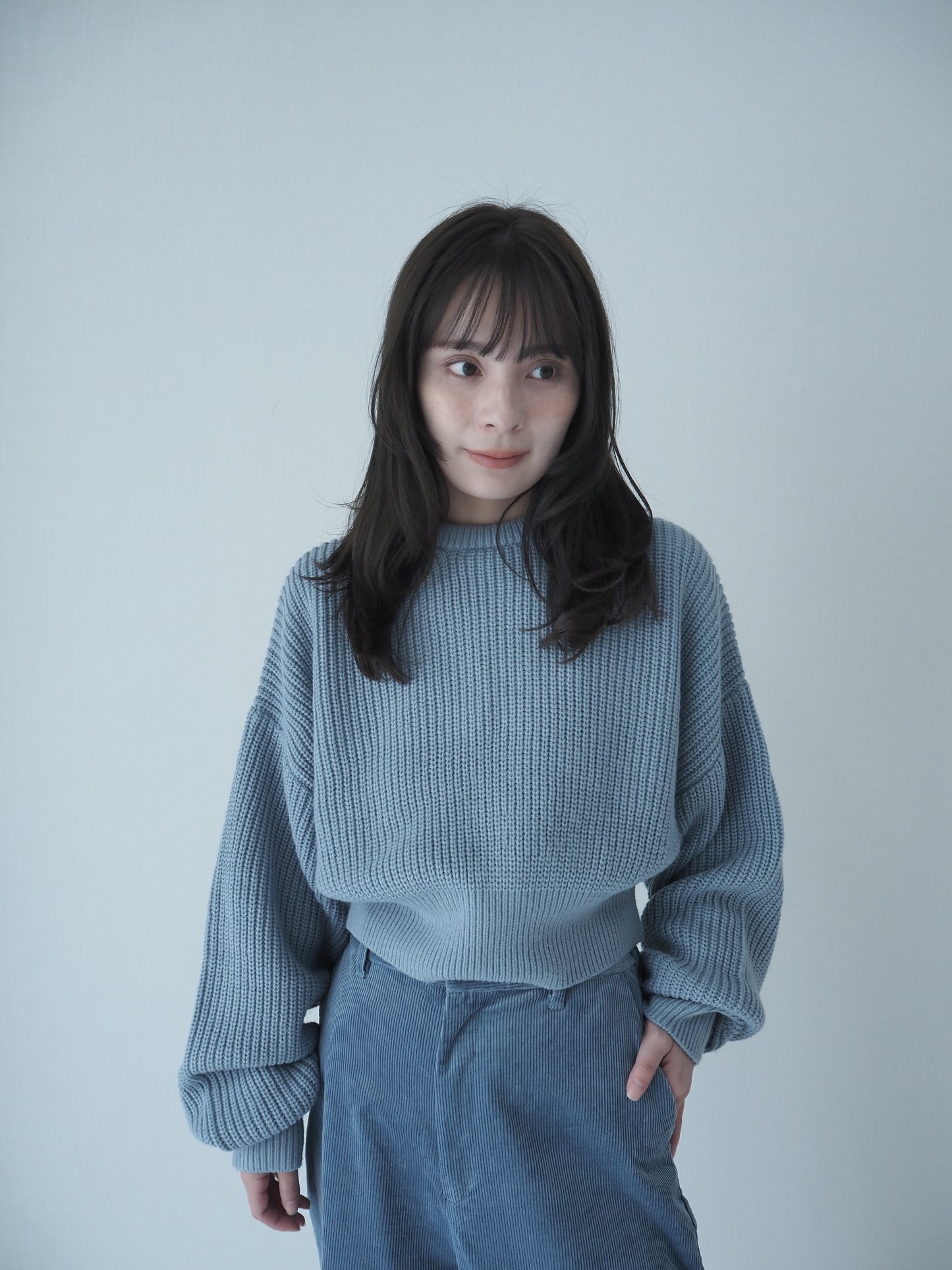 Low gauge knit pullover / blue