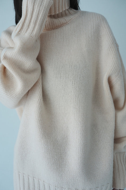 Wool soft high neck knit / peach