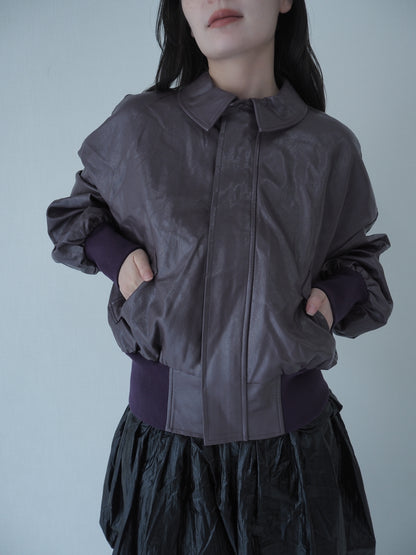 back leather blouson / purple