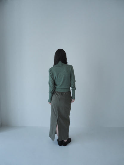 long suede skirt / moss