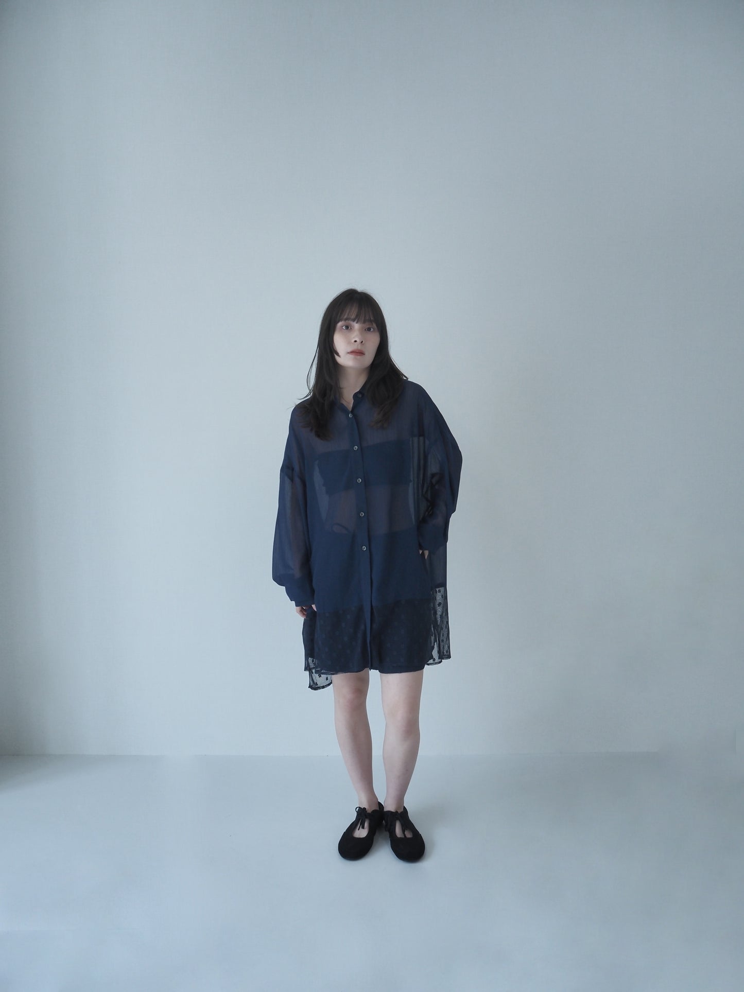 Willow&flower tulle shirt  / Navy