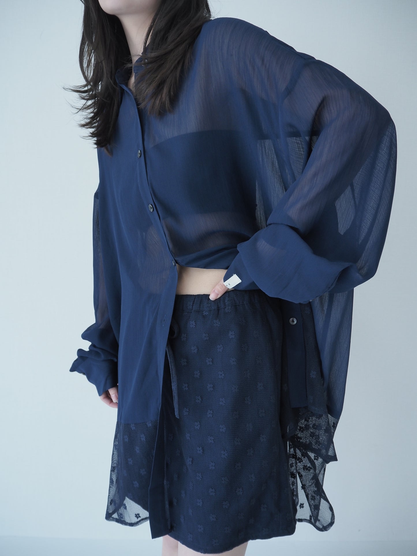 Willow&flower tulle shirt  / Navy