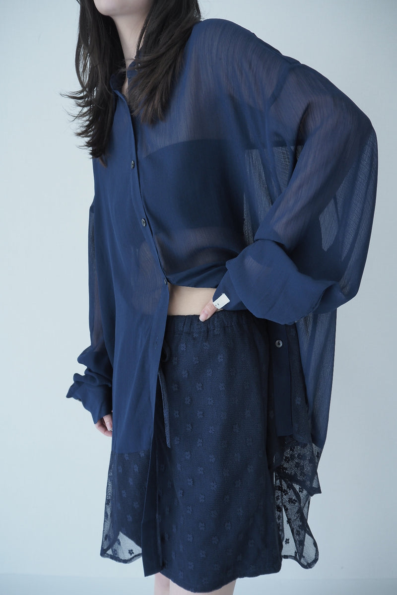 Willow&flower tulle shirt  / Navy