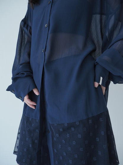 Willow&flower tulle shirt  / Navy