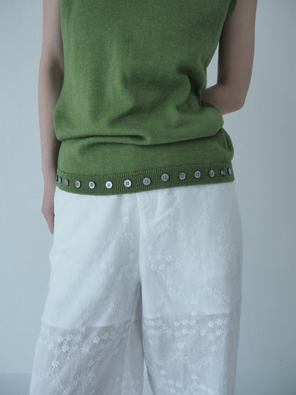 Hem button knit top / Basil