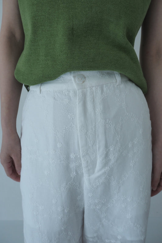 Scallop lace pants / White